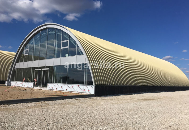 бескаркасный быстровозводимый ангар под столовую для производства